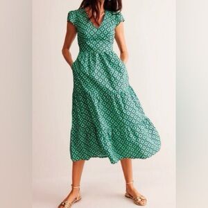 Boden May Cotton Midi Tea Dress - NEW! Size 4 Abstract Geo